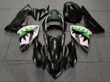 2004-2005 Matte Black and Green Kawasaki ZX10R Motorcycle Fairing
