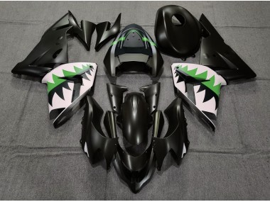 2004-2005 Matte Black and Green Kawasaki ZX10R Motorcycle Fairing