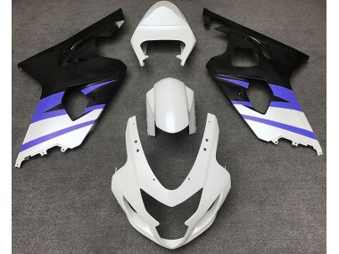 2004-2005 Matte White & Blue Suzuki GSXR 600-750 Motorcycle Fairing
