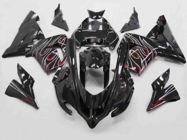 2004-2005 Red Black Flame Kawasaki ZX10R Motorcycle Fairing