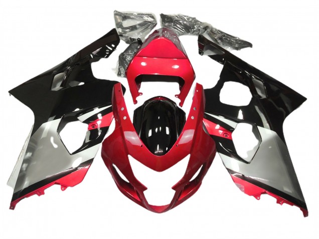 2004-2005 Red Silver and Black Suzuki GSXR 600-750 Motorcycle Fairing