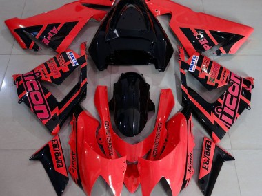 2004-2005 Red and Black & Logos Kawasaki ZX10R Motorcycle Fairing