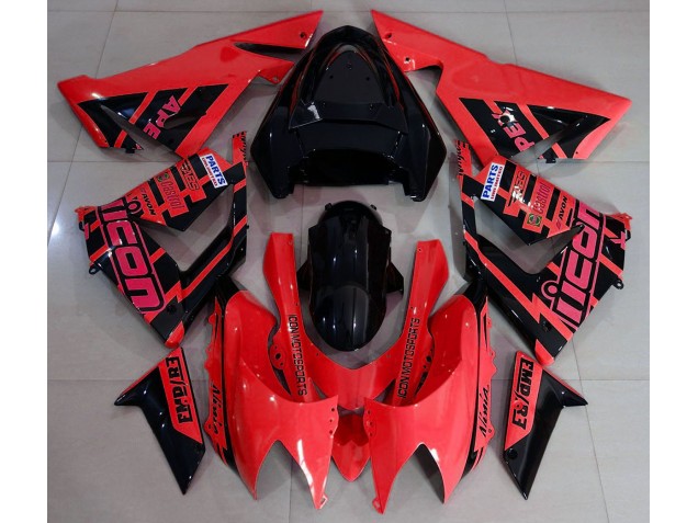 2004-2005 Red and Black & Logos Kawasaki ZX10R Motorcycle Fairing 2004-2005 Red and Black & Logos Kawasaki ZX10R Motorcycle Fairing