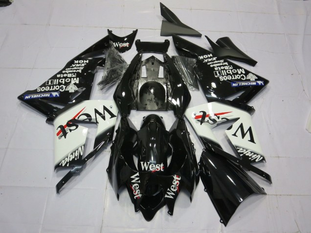 2004-2005 West White Black Kawasaki ZX10R Motorcycle Fairing 2004-2005 West White Black Kawasaki ZX10R Motorcycle Fairing