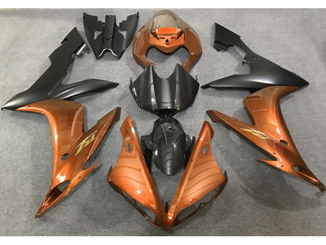 2004-2006 Gloss Orange and Carbon Fiber Style Yamaha R1 Motorcycle Fairing