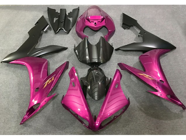 2004-2006 Hot Pink and Carbon Fiber Style Yamaha R1 Motorcycle Fairing 2004-2006 Hot Pink and Carbon Fiber Style Yamaha R1 Motorcycle Fairing