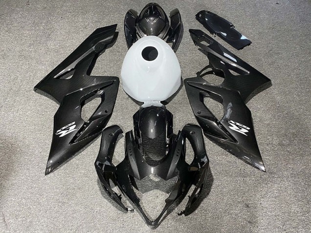 2005-2006 Carbon Fiber Style & Gloss White Suzuki GSXR 1000 Motorcycle Fairing