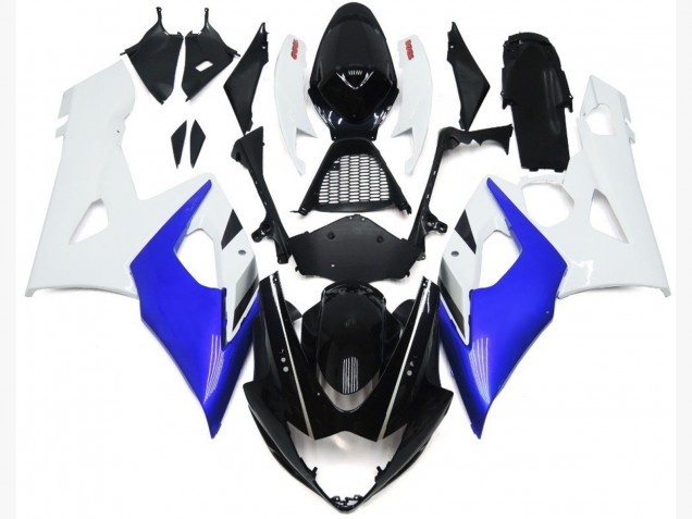 2005-2006 Gloss Blue and White Gloss Lowers Suzuki GSXR 1000 Motorcycle Fairing 2005-2006 Gloss Blue and White Gloss Lowers Suzuki GSXR 1000 Motorcycle Fairing