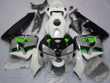 2005-2006 Green Splatter on Gloss Black Honda CBR600RR Motorcycle Fairing