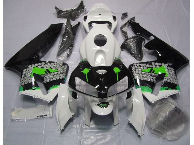 2005-2006 Green Splatter on Gloss Black Honda CBR600RR Motorcycle Fairing