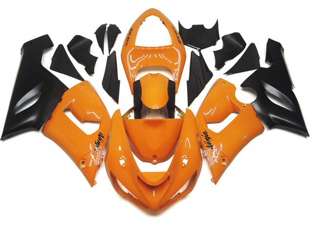 2005-2006 Light Orange and Black Kawasaki ZX6R Motorcycle Fairing 2005-2006 Light Orange and Black Kawasaki ZX6R Motorcycle Fairing