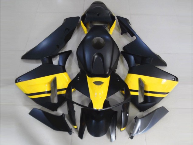 2005-2006 Matte Black & Gloss Yellow Honda CBR600RR Motorcycle Fairing