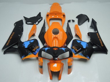 2005-2006 Orange and Black Splatter Honda CBR600RR Motorcycle Fairing