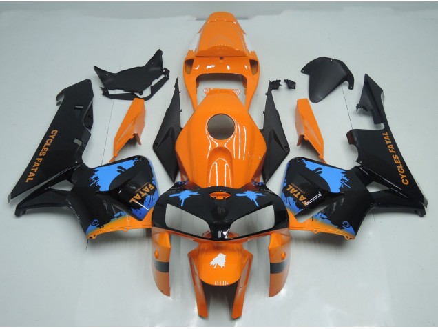 2005-2006 Orange and Black Splatter Honda CBR600RR Motorcycle Fairing