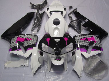 2005-2006 Pink Splatter on Gloss Black Honda CBR600RR Motorcycle Fairing