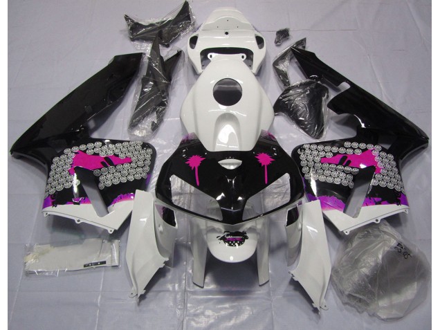 2005-2006 Pink Splatter on Gloss Black Honda CBR600RR Motorcycle Fairing 2005-2006 Pink Splatter on Gloss Black Honda CBR600RR Motorcycle Fairing