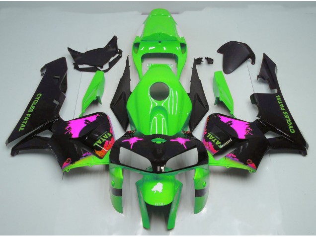 2005-2006 Pink Splatter on Green Honda CBR600RR Motorcycle Fairing