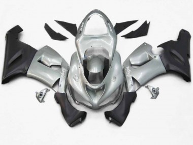 2005-2006 Silver Red Flame Kawasaki ZX6R Motorcycle Fairing