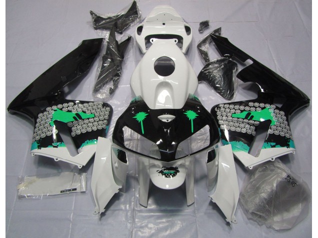 2005-2006 Turquoise Splatter on Gloss Black Honda CBR600RR Motorcycle Fairing