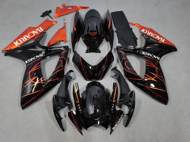 2006-2007 Bacardi Black and Orange Suzuki GSXR 600-750 Motorcycle Fairing 2006-2007 Bacardi Black and Orange Suzuki GSXR 600-750 Motorcycle Fairing