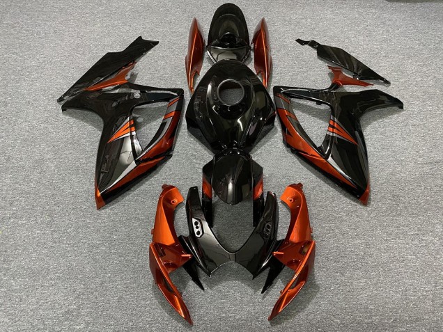 2006-2007 Black and Burnt Orange Suzuki GSXR 600-750 Motorcycle Fairing
