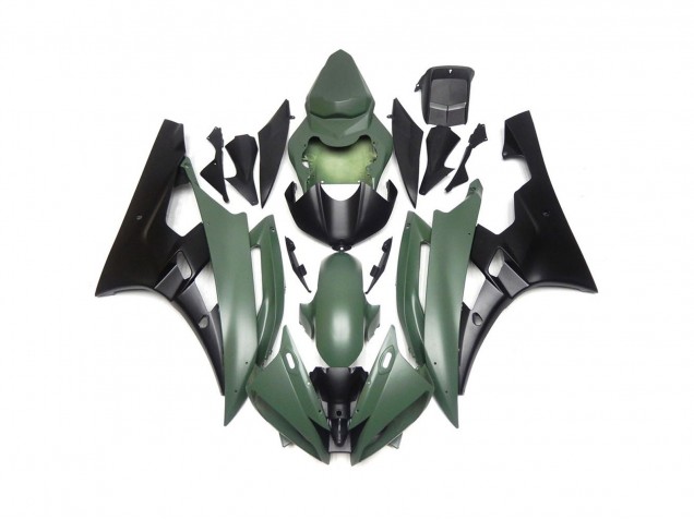 2006-2007 Custom Matte Green and Black Yamaha R6 Motorcycle Fairing 2006-2007 Custom Matte Green and Black Yamaha R6 Motorcycle Fairing