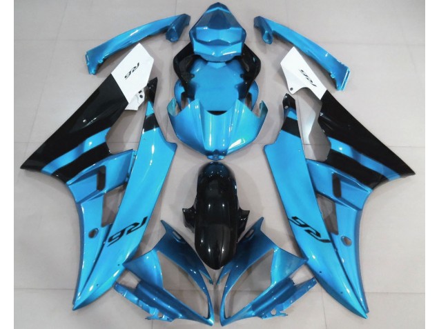 2006-2007 Gloss Light Blue and Black Yamaha R6 Motorcycle Fairing 2006-2007 Gloss Light Blue and Black Yamaha R6 Motorcycle Fairing