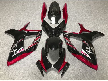 2006-2007 Gloss Red and Black Design Suzuki GSXR 600-750 Motorcycle Fairing
