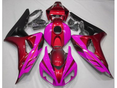 2006-2007 Gloss Red and Pink Honda CBR1000RR Motorcycle Fairing