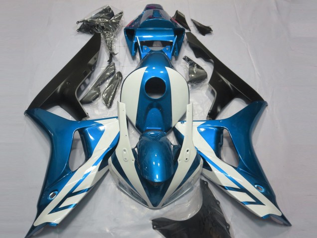 2006-2007 Gloss White and Blue Honda CBR1000RR Motorcycle Fairing