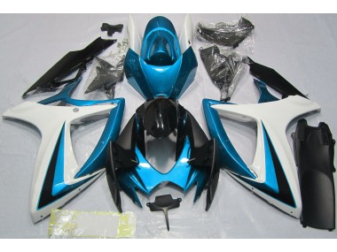 2006-2007 Light Blue & White Suzuki GSXR 600-750 Motorcycle Fairing