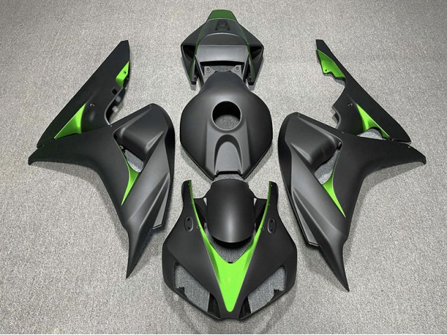 2006-2007 Matte Black and Green Honda CBR1000RR Motorcycle Fairing