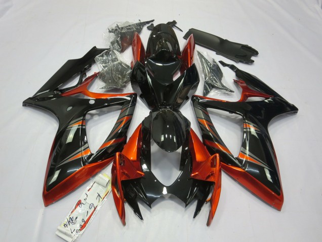 2006-2007 Orange and Black Suzuki GSXR 600-750 Motorcycle Fairing