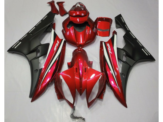 2006-2007 Red Black and White Yamaha R6 Motorcycle Fairing 2006-2007 Red Black and White Yamaha R6 Motorcycle Fairing