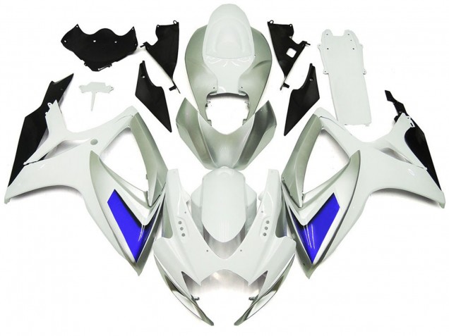 2006-2007 Silver White and Blue Gloss Style Suzuki GSXR 600-750 Motorcycle Fairing