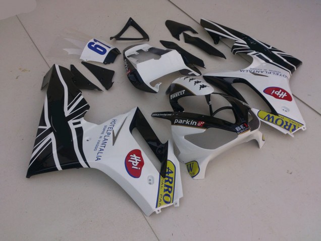 2006-2008 White and Black with Flag Triumph Daytona 675 Motorcycle Fairing 2006-2008 White and Black with Flag Triumph Daytona 675 Motorcycle Fairing