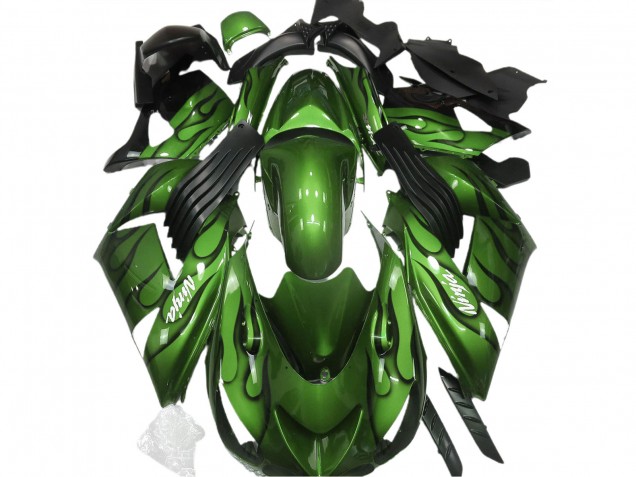 2006-2011 Gloss Green & Flame Kawasaki ZX14R Motorcycle Fairing 2006-2011 Gloss Green & Flame Kawasaki ZX14R Motorcycle Fairing