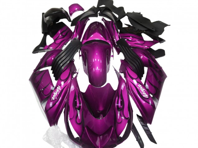 2006-2011 Gloss Pink & Flame Kawasaki ZX14R Motorcycle Fairing