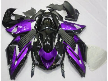 2006-2011 Gloss Purple and Black Plain Kawasaki ZX14R Motorcycle Fairing