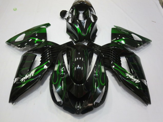 2006-2011 Green Flame Kawasaki ZX14R Motorcycle Fairing