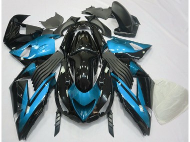 2006-2011 Light Blue and Black Plain Kawasaki ZX14R Motorcycle Fairing