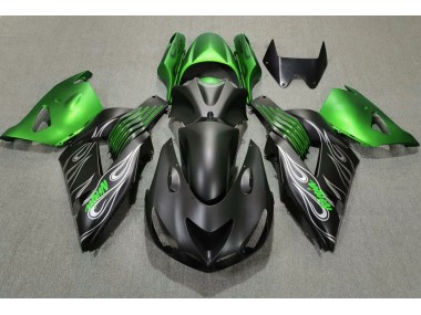 2006-2011 Matte Black and Green Kawasaki ZX14R Motorcycle Fairing