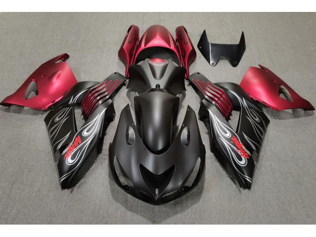 2006-2011 Matte Black and Red Kawasaki ZX14R Motorcycle Fairing 2006-2011 Matte Black and Red Kawasaki ZX14R Motorcycle Fairing