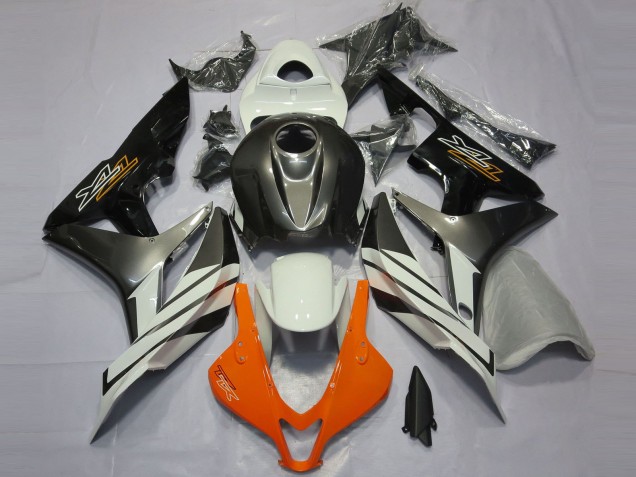 2007-2008 Black Grey and Orange Honda CBR600RR Motorcycle Fairing