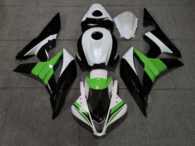 2007-2008 Black White and Green Honda CBR600RR Motorcycle Fairing
