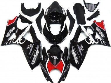 2007-2008 Black and White with Red Skrib Suzuki GSXR 1000 Motorcycle Fairing