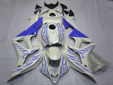 2007-2008 Blue Flame on White Honda CBR600RR Motorcycle Fairing