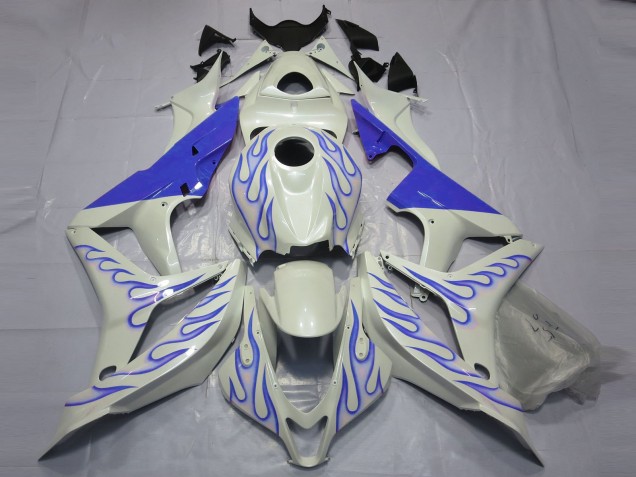2007-2008 Blue Flame on White Honda CBR600RR Motorcycle Fairing