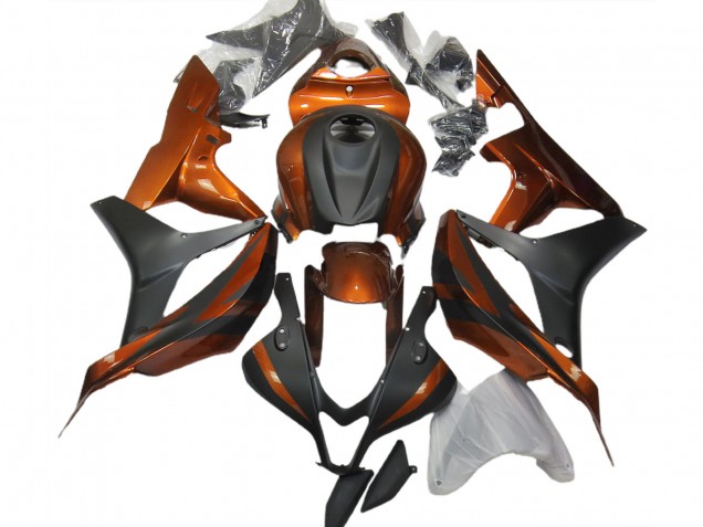 2007-2008 Burnt Orange and Matte Black Honda CBR600RR Motorcycle Fairing