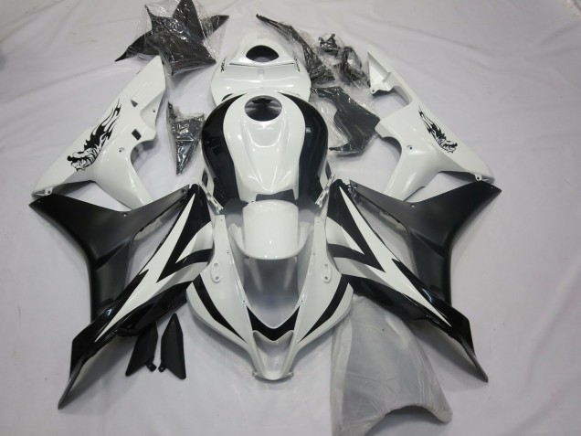 2007-2008 Custom OEM Style White and Black Honda CBR600RR Motorcycle Fairing